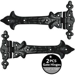Akatva T Hinge 2 PCS Black Barn Door Gate Hinges Heavy Duty Cast Iron SEALED
